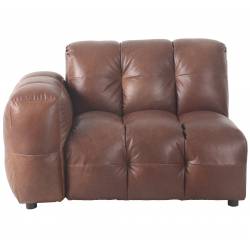 Element Gauche Hackman Dutchbone Assise 1 Place&nbsp;Cuir Chocolat Canapé Modulable Assise un Accoudoir 84x102x132cm