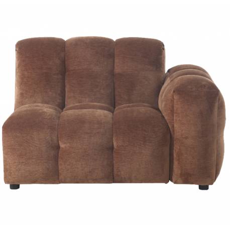 Element Droit Hackman Dutchbone Assise 1 Place&nbsp;Velours Cognac Canapé Modulable Assise un Accoudoir 84x102x132cm