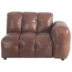 Element Droit Hackman Dutchbone Assise 1 Place Cuir Chocolat Canapé Modulable Assise un Accoudoir 84x102x132cm