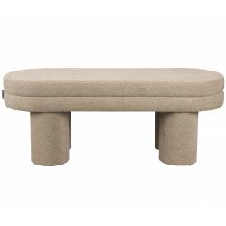Banc Tissu Beige Fern Dutchbone Banquette d'Intérieur Tissu Chiné Bout de Lit Esprit Rétro 40x42x110cm