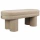 Banc Tissu Beige Fern Dutchbone Banquette d'Intérieur Tissu Chiné Bout de Lit Esprit Rétro 40x42x110cm