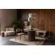 Banc Tissu Beige Fern Dutchbone Banquette d'Intérieur Tissu Chiné Bout de Lit Esprit Rétro 40x42x110cm
