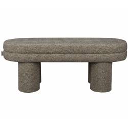 Banc Tissu Noir Fern Dutchbone Banquette d'Intérieur Tissu Chiné Bout de Lit Esprit Rétro 40x42x110cm