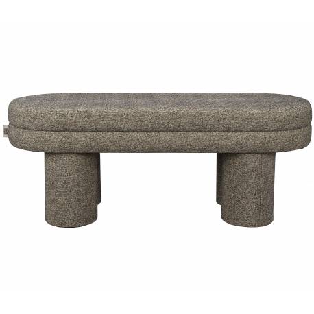 Banc Tissu Noir Fern Dutchbone Banquette d'Intérieur Tissu Chiné Bout de Lit Esprit Rétro 40x42x110cm
