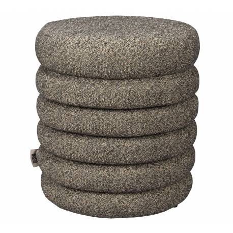 Pouf Tissu Noir Fern Dutchbone Guéridon d'intérieur tissu chiné Assise d'appoint design 37x37x43cm