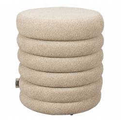 Pouf Tissu Beige Fern Dutchbone Guéridon d'intérieur tissu chiné Assise d'appoint design 37x37x43cm