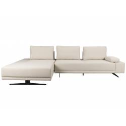Canapé d'Angle Shelly Dutchbone Sofa avec Méridienne Gauche Tissu Chiné Blanc Assises de Salon Design 90x183,5x308cm