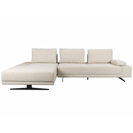 Canapé d'Angle Shelly Dutchbone Sofa avec Méridienne Gauche Tissu Chiné Blanc Assises de Salon Design 90x183,5x308cm