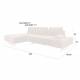Canapé d'Angle Shelly Dutchbone Sofa avec Méridienne Gauche Tissu Chiné Blanc Assises de Salon Design 90x183,5x308cm