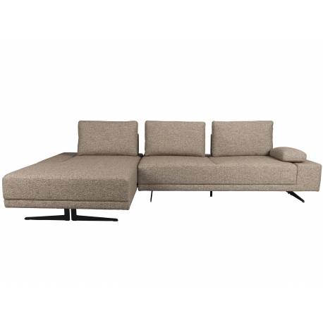 Canapé d'Angle Shelly Dutchbone Sofa avec Méridienne Gauche Tissu Chiné Cannelle Assises de Salon Design 90x183,5x308cm