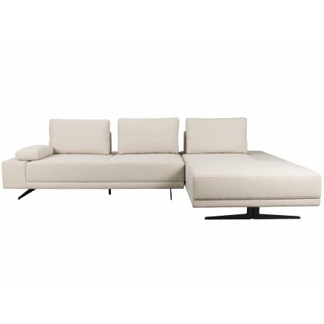 Canapé d'Angle Shelly Dutchbone Sofa avec Méridienne Droite Tissu Chiné Blanc Assises de Salon Design 90x183,5x308cm