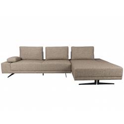 Canapé d'Angle Shelly Dutchbone Sofa avec Méridienne Droite Tissu Chiné Cannelle Assises de Salon Design 90x183,5x308cm
