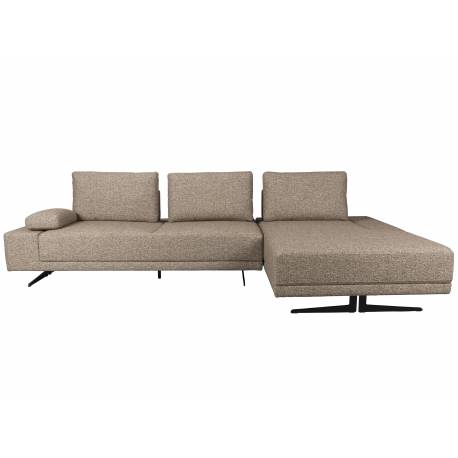 Canapé d'Angle Shelly Dutchbone Sofa avec Méridienne Droite Tissu Chiné Cannelle Assises de Salon Design 90x183,5x308cm
