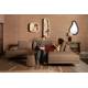 Canapé d'Angle Shelly Dutchbone Sofa avec Méridienne Droite Tissu Chiné Cannelle Assises de Salon Design 90x183,5x308cm