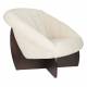 Fauteuil Emilius Dutchbone Assise Lounge en Hévéa et Tissu Beige Siège Baquet Design Rétro 80x94x96cm