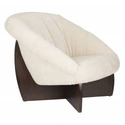 Fauteuil Emilius Dutchbone Assise Lounge en Hévéa et Tissu Beige Siège Baquet Design Rétro 80x94x96cm