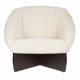 Fauteuil Emilius Dutchbone Assise Lounge en Hévéa et Tissu Beige Siège Baquet Design Rétro 80x94x96cm