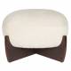 Pouf Emilius Dutchbone Repose pied en Hévéa et tissu beige Assise design rétro 38x55x55cm