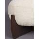 Pouf Emilius Dutchbone Repose pied en Hévéa et tissu beige Assise design rétro 38x55x55cm