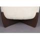 Pouf Emilius Dutchbone Repose pied en Hévéa et tissu beige Assise design rétro 38x55x55cm