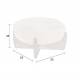 Pouf Emilius Dutchbone Repose pied en Hévéa et tissu beige Assise design rétro 38x55x55cm