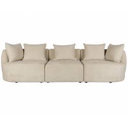 Canapé Rocca Latte Dutchbone Sofa 4.5 Places Bois et Tissu Banquette de Salon Design 83x92x250cm