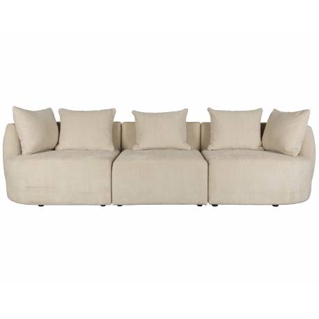 Canapé Rocca Latte Dutchbone Sofa 4.5 Places Bois et Tissu Banquette de Salon Design 83x92x250cm
