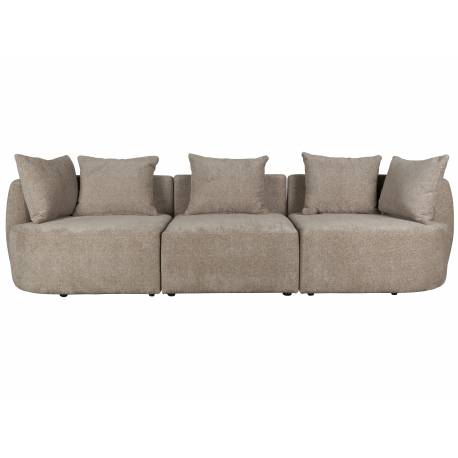 Canapé Rocca Cappuccino Dutchbone Sofa 4.5 Places Bois et Tissu Banquette de Salon Design 83x92x250cm