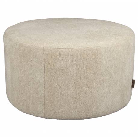 Pouf Rocca Latte Dutchbone Assise en Bois et Tissu Siège d'Appoint Design 40x70x70cm