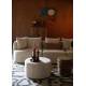 Pouf Rocca Latte Dutchbone Assise en Bois et Tissu Siège d'Appoint Design 40x70x70cm