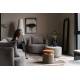 Pouf Rocca Cappuccino Dutchbone Assise en Bois et Tissu Siège d'Appoint Design 40x70x70cm