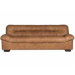 Canapé Douglas Dutchbone Sofa 3 Places Cuir et Bois Assise de Salon Design Retro 78x102,5x214cm