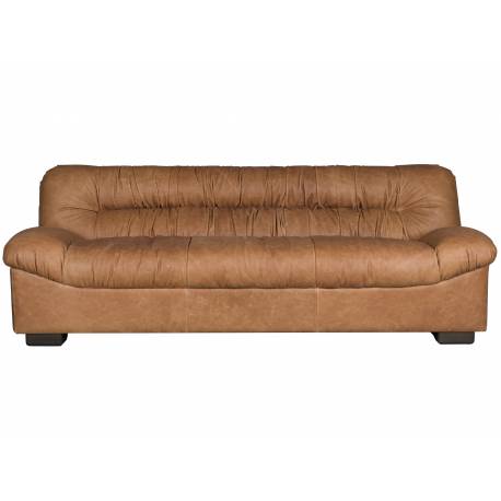 Canapé Douglas Dutchbone Sofa 3 Places Cuir et Bois Assise de Salon Design Retro 78x102,5x214cm