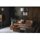 Canapé Douglas Dutchbone Sofa 3 Places Cuir et Bois Assise de Salon Design Retro 78x102,5x214cm