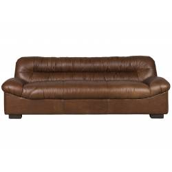 Canapé Douglas Dutchbone Sofa 3 Places Cuir et Bois Assise de Salon Design Retro 78x102,5x214cm