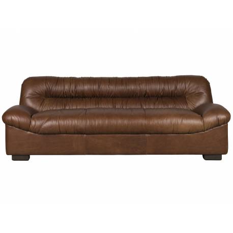 Canapé Douglas Dutchbone Sofa 3 Places Cuir et Bois Assise de Salon Design Retro 78x102,5x214cm