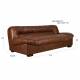 Canapé Douglas Dutchbone Sofa 3 Places Cuir et Bois Assise de Salon Design Retro 78x102,5x214cm