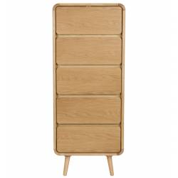 Chiffonnier Rise Zuiver Cabinet 5 Tiroirs en Frêne Couleur Naturelle Semainier 40x45x112cm