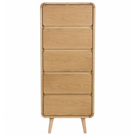 Chiffonnier Rise Zuiver Cabinet 5 Tiroirs en Frêne Couleur Naturelle Semainier 40x45x112cm