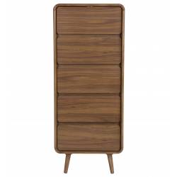 Chiffonnier Rise Zuiver Cabinet 5 Tiroirs en Frêne Couleur Noyer Semainier 40x45x112cm