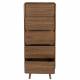 Chiffonnier Rise Zuiver Cabinet 5 Tiroirs en Frêne Couleur Noyer Semainier 40x45x112cm