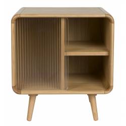 Table de Nuit Rise Zuiver Table de Chevet Bois et Vitre Guéridon Sellette d'Appoint 3 Niches 40x50x50cm