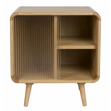 Table de Nuit Rise Zuiver Table de Chevet Bois et Vitre Guéridon Sellette d'Appoint 3 Niches 40x50x50cm