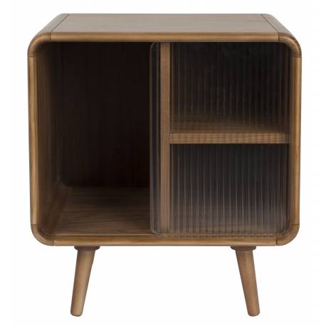 Table de Nuit Rise Zuiver Table de Chevet Bois et Vitre Guéridon Sellette d'Appoint 3 Niches 40x50x55cm