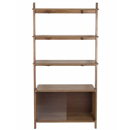 Etagère Rise Zuiver Rangement Mural 3 Niveaux 1 Niche Bois et Verre Bibliothèque à Poser 35x90x180cm