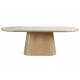 Table Almira Woody Table de Salle à Manger Ovale en Bois et Effet Marbre Finition Chêne Clair Design Seventies 77x90x180cm