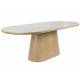 Table Almira Woody Table de Salle à Manger Ovale en Bois et Effet Marbre Finition Chêne Clair Design Seventies 77x90x180cm