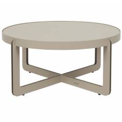 Table Basse Centre Woody Table de Salon Ronde en Acier et Bois Beige Guéridon 36x68x68cm