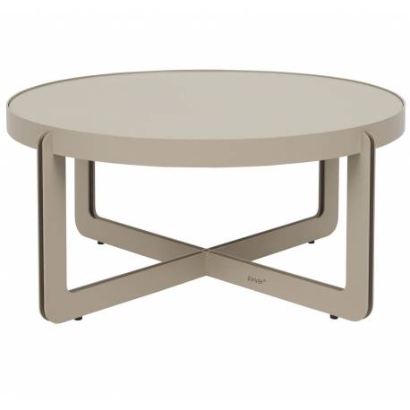 Table Basse Centre Woody Table de Salon Ronde en Acier et Bois Beige Guéridon 36x68x68cm