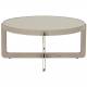 Table Basse Centre Woody Table de Salon Ronde en Acier et Bois Beige Guéridon 36x68x68cm